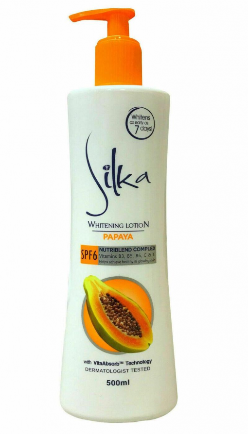 SILKA ORANGE PAPAYA LOTION 500ML PUMP FREE 5PCS SILKA ORANGE SOAP 45G