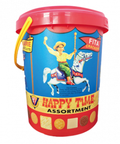 FITA CRACKERS HAPPY TIME ASSORTMENT BISCUIT IN PLASTIC PAIL 1.5KG