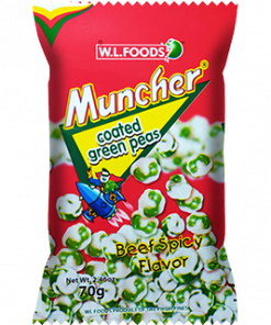 MUNCHER COATED GREEN PEAS 70G BY 10'S