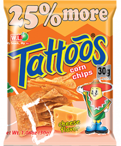 TATTOOS CORN CHIPS CHEESE 30G