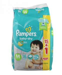 PAMPERS BABY DRY MEDIUM 16S