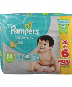 PAMPERS BABY DRY MEDIUM 34S