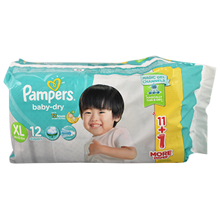 PAMPERS BABY DRY EXTRA LARGE 12S