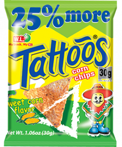 TATTOOS SWEET CORN CHIPS 30G