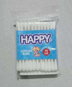 HAPPY COTTON BUDS PLASTIC 72S