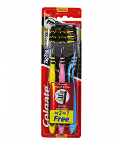 COLGATE TOOTH BRUSH ZIGZAG CHARCOAL  2+1 SOFT