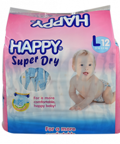 HAPPY SUPER DRY DIAPER LARGE 12'S