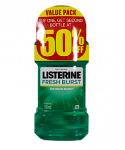 LISTERINE FRESH BURST 500ML VALUE PACK 2 50% OFF 2ND BOTTLE