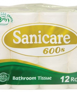 SANICARE TISSUE ROLL 3PLY 600S 12S