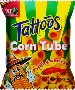 TATTOOS CORN TUBE SPICY CHIZ 10G BY 12'S