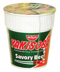 NISSIN CUP YAKISOBA SAVORY BEEF 77G