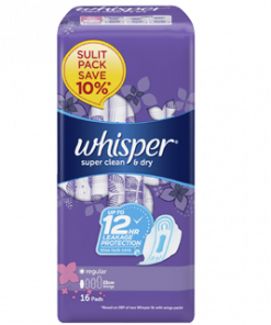 WHISPER SUPER CLEAN&DRY WINGS 16S