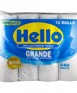 HELLO BATHROOM TISSUE GRANDE 2PLY 12S